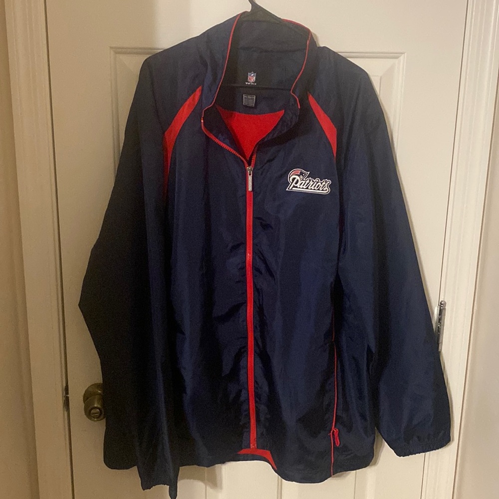 NFL Reebok New England Patriots Team windbreaker Navy & Red 2XL